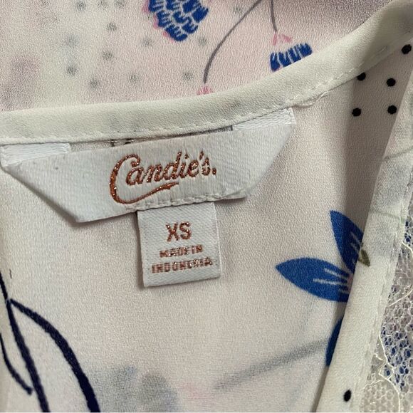 CANDIE’S Women’s Floral Lace Inset Sleeveless Top Size XS - Picture 4 of 6